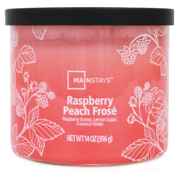 Bougie parfumée Mainstays à 3 mèches, enveloppée texturée Framboise Pêche Frosé, 14 oz