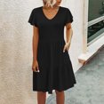 thumbnail image 1 of Robes pour Femmes 2024 Été Surdimensionnée Décontractée Ample Robe Débardeur Plage Col en V avec Poche Robe d'Été Manches Courtes Robes Rabais de 50 % Liquidation!, 1 of 1