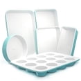 thumbnail image 1 of NutriChef 6 Piece Non Stick Kitchen Oven Stackable Ceramic Baking Pan Set, Green, 1 of 9