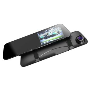 Dash Cam Avant et Arrière, Nouveau rétroviseur de 4,5 pouces Dash Cam Vue de nuit haute définition Lentille avant et arrière double enregistreur d'image inverse, Dash cam Avant, Dach cam miroir, Dual cam