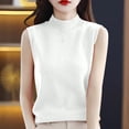 thumbnail image 2 of Sentmoon Sweater Vest High Neck Sleeveless Knitted Fall Outfits Plus Size Solid Color Slim Breathable Womens Clothing Winter for Weekend Breakfasts White S, 2 of 5