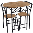 thumbnail image 1 of FullFurnique Ensemble de salle à Manger Rond Moderne 3 Pièces avec Table et 2 Chaises Pieds en Acier, Brun, 1 of 9