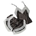 thumbnail image 2 of LSLJS 2PC Women Sexy Lace Patchwork Solid Lingerie Nightwear Underwear Robe Set Sleepwear, Lingerie Sets, 2 of 4