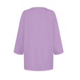 thumbnail image 4 of DENGDENG Womens Tops 3/4 Sleeve Plus Size Button Down Elbow Tshirts Round Neck Summer Casual Tunic Tops Solid Color Three Quarter Length Shirts Fashion 2025 Work Blouses Light Purple 3XL, 4 of 6