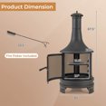 thumbnail image 3 of Costway 30 Inch Outdoor Fire Pit Chiminea 2 in 1 Wood Burning Metal Fireplace  with Grill, 3 of 10