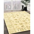 thumbnail image 2 of Ahgly Company Indoor Round Abstract Chrome Gold Yellow Oriental Area Rugs, 5' Round, 2 of 6