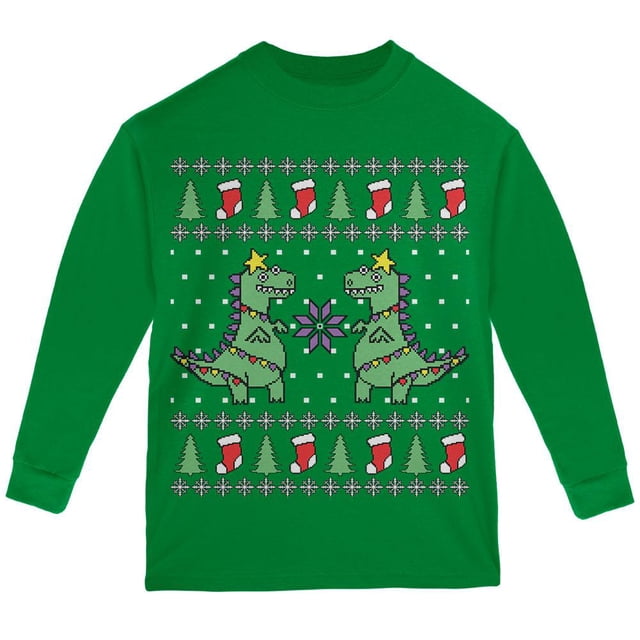 T-shirt à Manches Longues pour Jeunes Tree Rex T Rex Chandail de Noël Laid