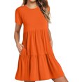 thumbnail image 2 of Fshaion Robe d'Été pour Femmes 2024 Grande Taille Décontractée à Manches Courtes Robe T-Shirt Robes Mini à Étages avec Poches Liquidation à Moins de 10!, 2 of 7
