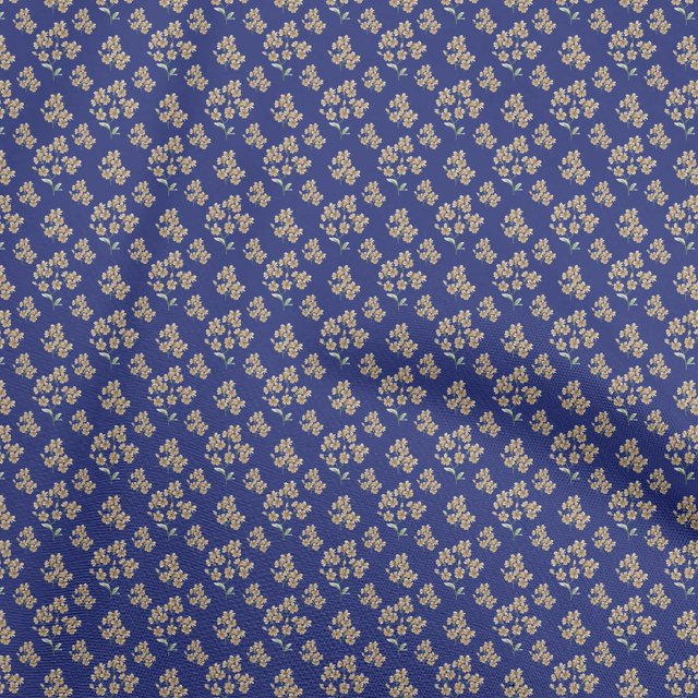 oneOone Polyester Spandex Bleu Indigo Tissu Floral Matière de Robe Tissu Imprimé Tissu au Mètre 56 Pouces de Large