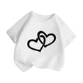 thumbnail image 3 of PMVFHDE T-Shirts Fille T-Shirt Enfant Filles Mignon Graphique Col Rond Manches Courtes Tee Été Décontracté T-Shirt Blanc, 3-4 Ans, 3 of 5