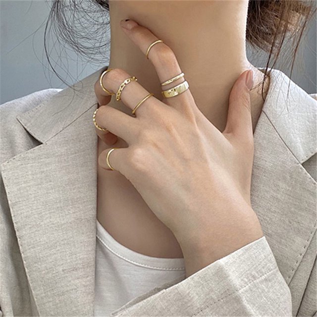 EGNMCR Rings 7pcs Fashion Retro Style Joint Ring Personalized Hip hop Design Ring Set Popular ring