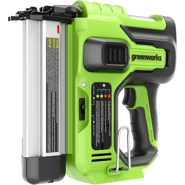 Greenworks Clou de Brad Sans Fil Sans Balais 24V de 18 Calibres AirStrike (Outil Seulement), Vert