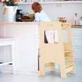 thumbnail image 4 of Costway Toddler Kitchen Step Stool with Activity Chalkboard Adjustable Height & Safety Rail Beige, 4 of 9