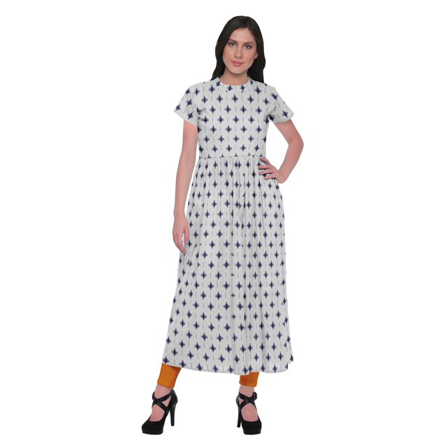 Moomaya Cotton Front Slit Kurtis For Women Printed Long Kurti Dress Indian Top