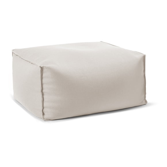 Gouchee Home Chamonix Outdoor/Indoor Ottoman Pouf – Beige Water-Repellent Bean Bag Footstool with Polystyrene Bead Filling for Patio, Porch, or Living Room