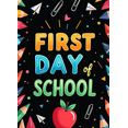 thumbnail image 4 of Colorful Backdrop Banner with Apple and School Elements for First Day of School Party Supplies Photography Props Decorations School Events Classroom Decor Back to School Celebrations, 4 of 4