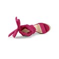 thumbnail image 4 of BLISSFUL STEP Sandales pour Femmes en Faux Suède à Plateforme Compensée à Lacets à Bout Ouvert Rose Vif 9, 4 of 7
