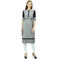 thumbnail image 3 of Bimba 3/4 Sleeve Designer Tunic Double Layer Chic Kurta Kurti With Side Buttons, 3 of 6