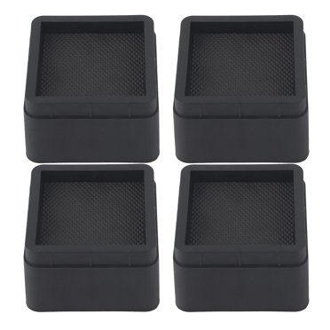 4PCS Durable Stackable Bed Risers Black Square 2in Furniture Legs Floor Feet Protectors with Non-Slip Pads for Sofa Couch Table and Chair