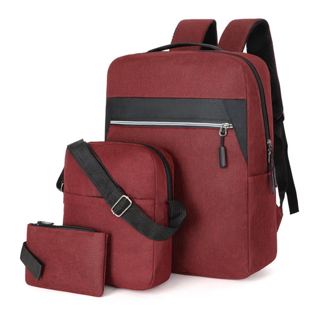 Fashion Three-piece Backpack Backpack Male Business Usb Charging Laptop Bag High-capacity Students Bag