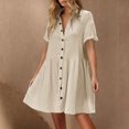 thumbnail image 1 of Pisexur Robes Femmes Belle Robe d'Été pour Femmes Décontractée Sans Manches à Col Rond à Lacets Robe Plissée Beige,G, 1 of 9