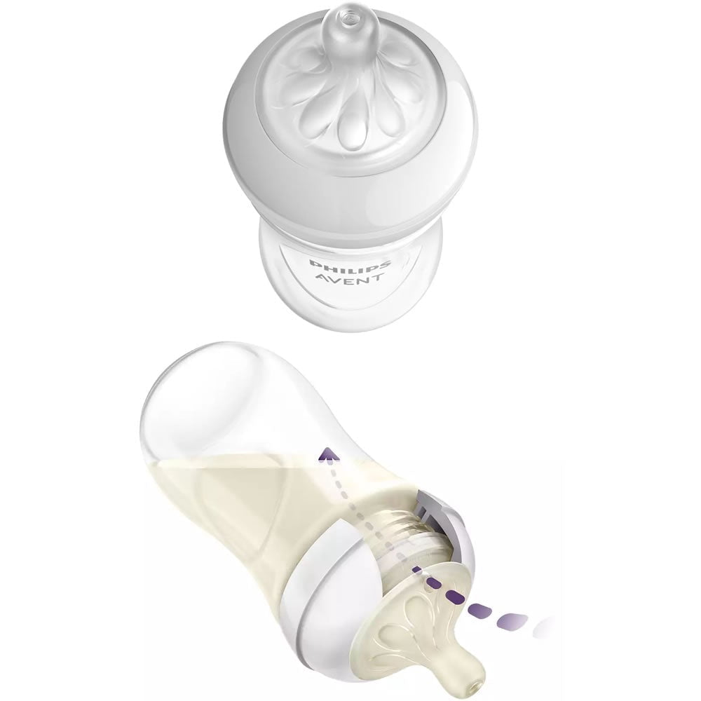 Philips Avent Natural Baby Bottle With Natural Response Nipple, Clear, 3x4oz Bottles, SCY900/03
