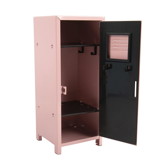 Siruishop Mini Locker Cute Metal with Lock and Key Desk Cabinet for Cards Toys Makeups pink