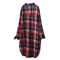 thumbnail image 2 of Kcodviy Spring and Summer New Womens Tops Raglan Sleeves European and American Mid Length Shirts for Women Loose Large Size Long Sleeved Sunscreen Plaid Outer Wear Temperament Commuting Shirts, 2 of 5