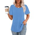 thumbnail image 2 of AherBiu Tuniques pour Femmes Amples Décontractées à Manches Courtes Couleur Unie Confortables d'Été à Col Rond Blouse T-Shirts, 2 of 7