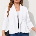 thumbnail image 4 of AherBiu Vestes Blazer Grande Taille pour Femmes, Ouverture devant, Volant, Revers, Tenue de Bureau Décontractée, Travail, Manteau, 4 of 6