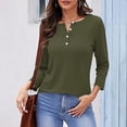 thumbnail image 2 of Timegard Tops for Women Long Sleeve Notched V-Neck Button Shirts Solid Color Fall Casual Loose Comfy Tops, 2 of 5