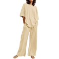 thumbnail image 1 of Ensembles 2 Pcs pour Femmes Été en Lin Assortis Ensembles de Détente Ensembles de Pyjamas, 1 of 8