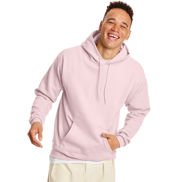 Hanes Mens EcoSmart Fleece Hoodie, M, Pale Pink