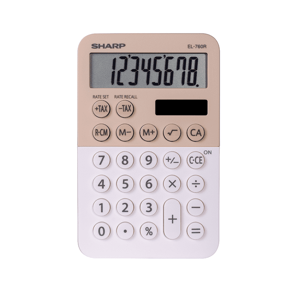Sharp EL760RLA Student Desktop Calculator for Elementary & Middle School, XL 8-Digit Display, Twin Power, Inclined Screen, Tax Keys & Constant Calculation Function