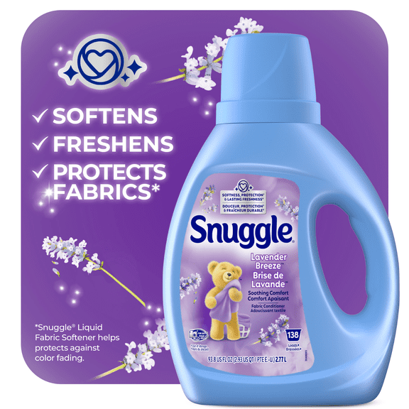 Assouplissant liquide Snuggle Brise de lavande Confort apaisant, 2,77 litres, 138brassées