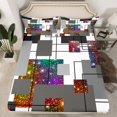 thumbnail image 1 of YST Geometric Fitted Sheet Rainbow Galaxy Stars Bedding Set Queen，Black Grey Abstract Stripes Grids Bed Sheets Glitter Geometry Checkered Bed Cover Room Decor 3 Pcs（No Top Sheet）, 1 of 5