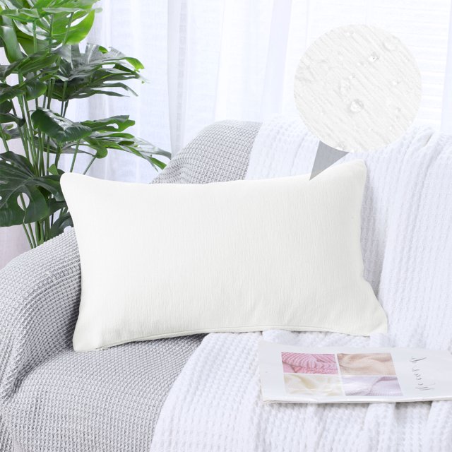 PiccoCasa Housses de Coussin Décoratives Douces Hydrofuges Blanches 12x20 Pouces
