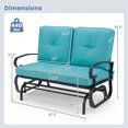 thumbnail image 3 of Costway Glider Outdoor Patio Rocking Bench Loveseat Cushioned Seat Steel Frame Turquoise Turquoise, 3 of 7