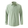 thumbnail image 1 of Besolor Mens Solid Color Knitted Shirts Lapel Long Sleeve Button down Tops Fall Plus Size Casual Work Office Blouse, 1 of 6