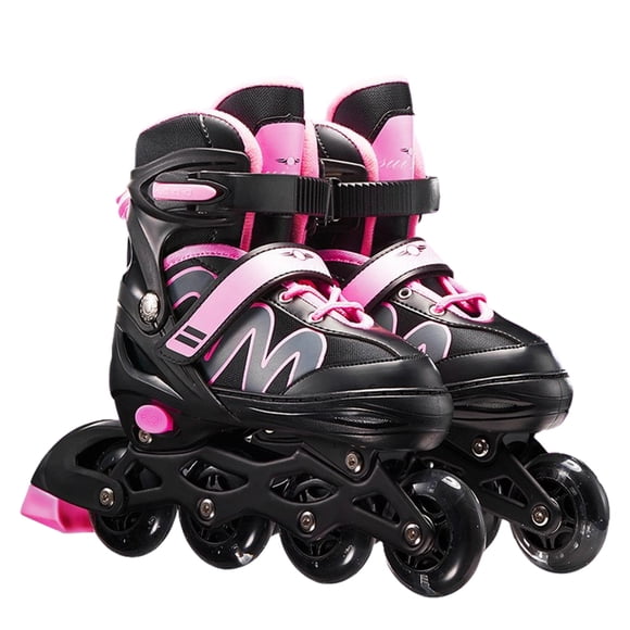 Baohd Women Adjustable Inline Skates High Elasticity Wear-resistant Roller Skates Shockproof Skating Shoes Girls Beginners Pink/S