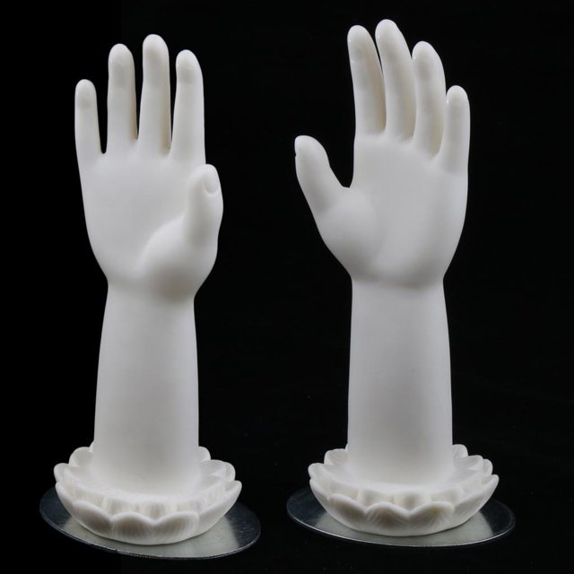 Set of 2 White Kid Hands Arms Holder Base Stand Watch Showing