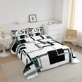 thumbnail image 2 of YST Literie de Style Ferme Moderne, Ensemble de Couette à Rayures Noir Gris Format Grand, Ensembles de Literie Géométriques, Courtepointe Réversible Motif Léopard avec 2 Taies d'Oreiller Déco de Chambre, 2 of 5