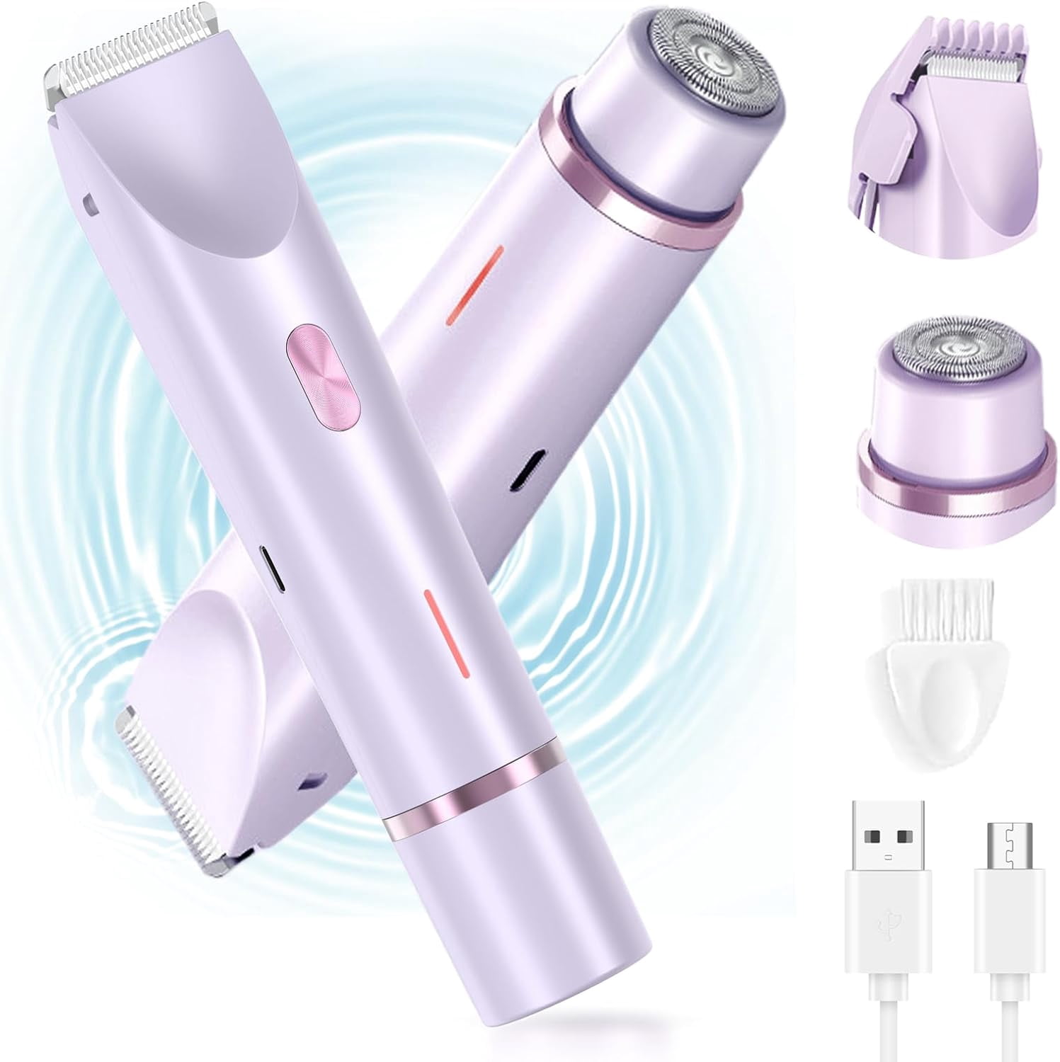 2-in-1 Electric Shaver Women Waterproof Purple