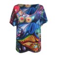 thumbnail image 4 of CEHVOM Mode Femme Col en V Été Manches Courtes Hauts à Imprimés Papillons T-Shirt Ample, 4 of 5