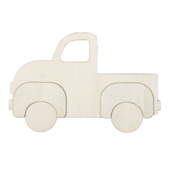 Plaid Unfinished Wood Surfaces Truck Layered Shape, 7"