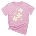 thumbnail image 5 of KIHOUT Nouveau Haut de Mode d'Été pour Femmes 2025, T-Shirt à Manches Courtes à Col Rond Décontracté à Imprimé Floral Rose 3TG, 5 of 5