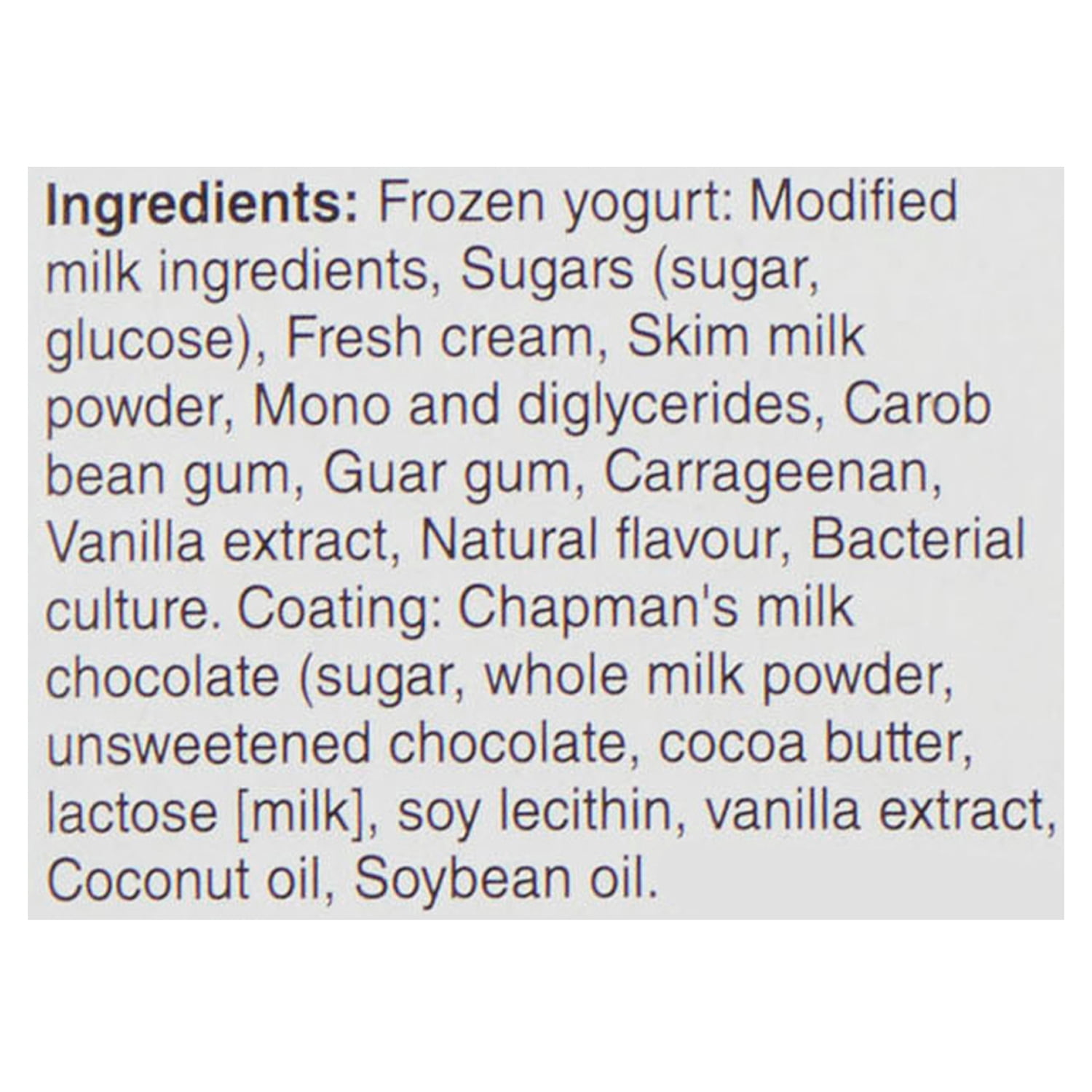 Chapman's Barre de Yogourt Glacé Faible en Calories Collection Canadienne Vanille & Chocolat au Lait en Boîte 8 x 55mL