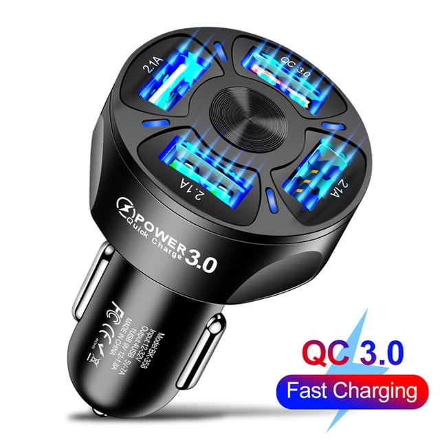 EGNMCR 4 In 1 3.1A QC 3.0 Adapter Wireless Bluetooth Fast Charging Car Mobile Phone Charger 4 USB Ports Universal USB Charge