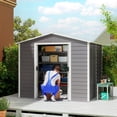thumbnail image 2 of Outsunny 8'x7' Outdoor Storage Shed Garden Shed w/ Lock, Light Grey, 2 of 10