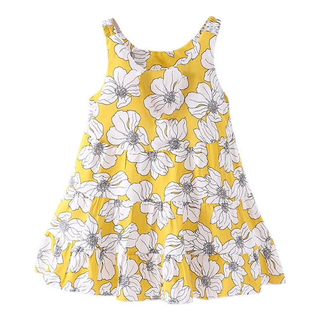 2025 Robes Filles Florales 2 Robe Fleur Lapin Fleur Sans Manches Plage à Bretelles Petite Robe d'Été